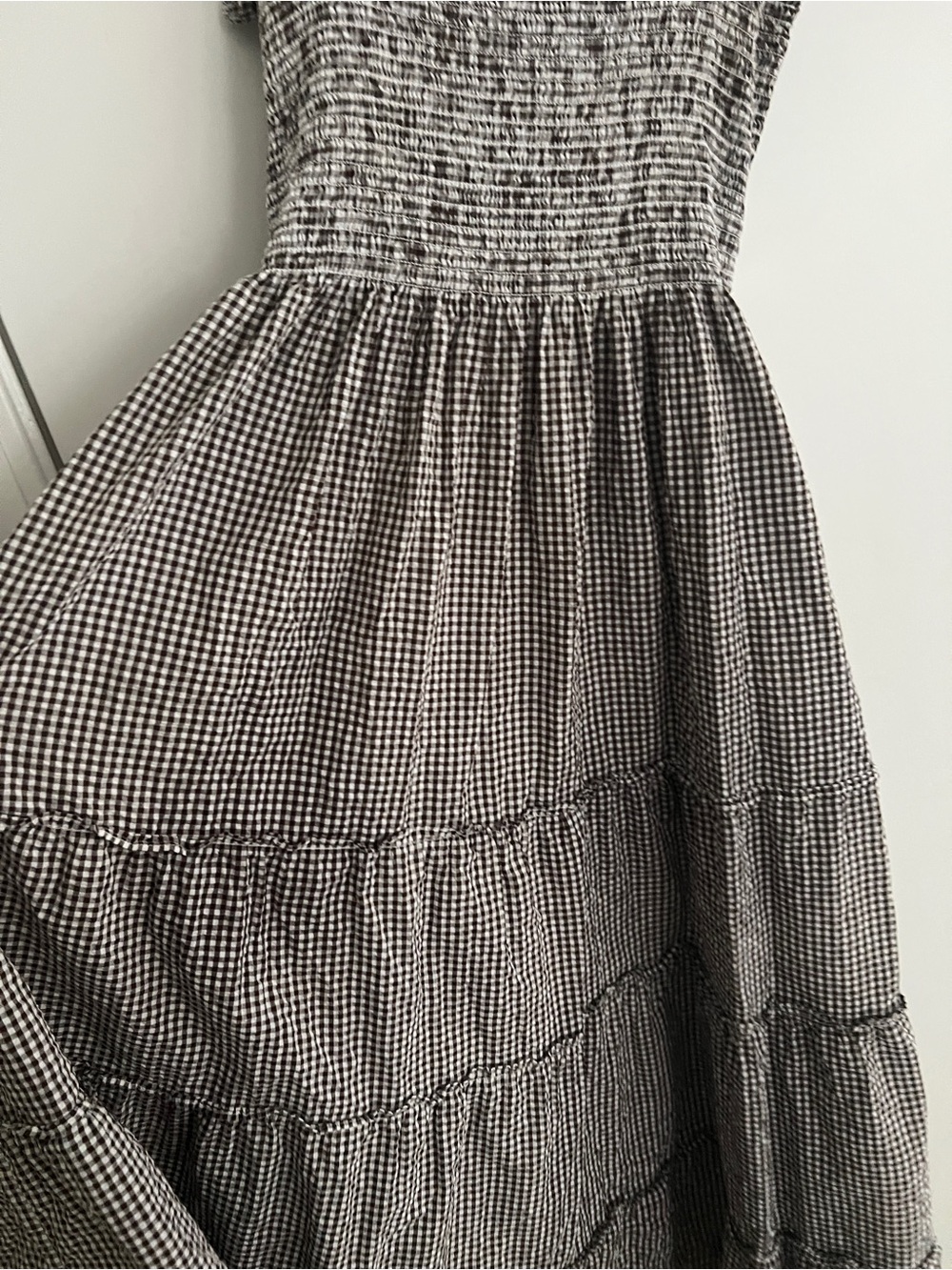 Hill House Ashlyn Nap Dress in Cognac Gingham Smocked Midi Dress small - Picture 8 of 10